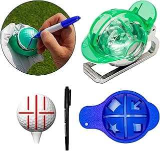 LeGravity 3 Pack Golf Ball Marker Stencil Golf Ball Straight Line Marker Golf Accessories Tool, Green And Blue image