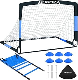 Kids Soccer Goals for Backyard Set, 2 Pack of 4x3 ft Portable Pop Up Soccer Nets with Soccer Ball, Cones, Complete Training Equipment for Youth, Toddler Outdoor Sports Games