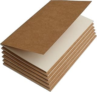Travel Journal Set With 6 Notebook Journals for Travelers - Kraft Brown Soft Cover - 5.5” x 8.25” - 60 Blank Pages/ 30 Sheets image
