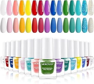 Morovan Nail Polish Set: 15 Colors Nail Polish Kit Glossy Nail Polish Finger Nail Polish Kit Rainbow Color Nail Polish for All Seasons DIY at Home Manicure image