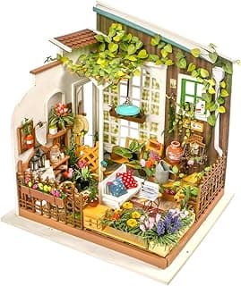 Hands Craft DIY Miniature Dollhouse Kit - Miller's Garden 3D Model Tiny House Building with LED Lights Wood Prefabricated Pieces Puzzle 1:24 Scale Crafts for Adults and Teens DG108
