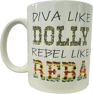 Funny Coffee Mug- Diva Like Dolly Rebel Like Reba, Adult Humor, Unique Coffee Mugs for Coffee Lovers, Double-Sided Print Ceramic Coffee Cups, Dishwasher Safe Novelty Coffee Mugs for Women & Men, 11 oz image