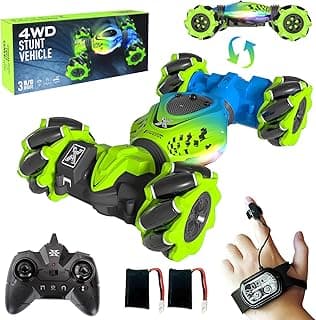 Remote Control Car - RC Drift Car Toys for Boys 4-7 8-12, 4WD Gesture Sensing RC Stunt Cars for Kids 6 7 8 9 10 Year Old Boy Birthday Gift (Green)