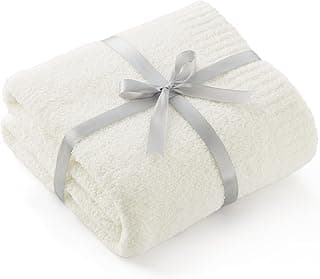 Bedsure Super Soft Knit Throw Blanket - Warm Cozy Reversible Cream Blanket, Fluffy Fuzzy Plush Lightweight Blanket for Couch Sofa Bed (50" x 60") image