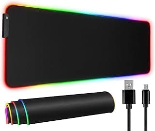 31.5"X12" RGB Gaming Mouse Pad, Large LED Mousepad with 11 Lighting Modes, Soft Non-Slip Rubber Base Mouse Mat for Computer Desk Keyboard, Waterproof XL Gaming Mousepad. image