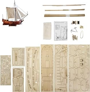 GAWEGM Wooden Model Ships Kits to Build for Adults - 1678 Royal Dutch Yacht Ancient Sail Ship Model Kit with Brass Accessories, for Ship Model Enthusiasts, Building Model Ship Beginners image