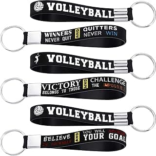 Hicarer 24 Pieces Volleyball Wristlet Keychain Silicone Volleyball Keyrings with Motivational Quotes Inspirational for Sports Party Favor Volleyball Gifts image