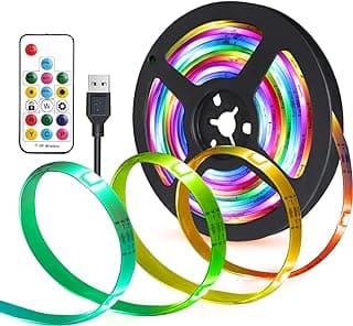 USB LED Light Strip Waterproof 9.8ft RGB Led Lights USB Powered with Remote Control LED Strip Lights TV Backlights Changing Color Flexible LED Light Kit for Indoor Outdoor Decoration image