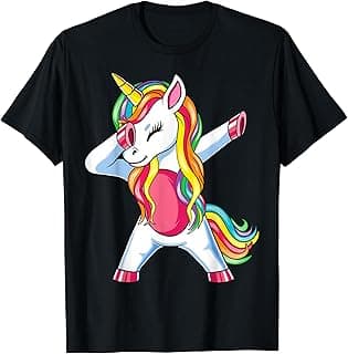 Dabbing Unicorn T-Shirt Girls Kids Women Rainbow Unicorns T-Shirt image