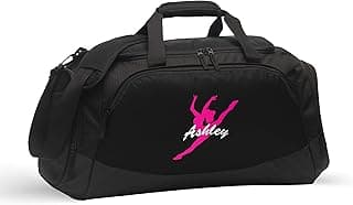 Dance Duffle Bag with Shoe Compartment Personalized with Name For Teens and Girls 10-12 Competition Must Haves Overnight Travel Gymnastics Bag by Alterd Industries (Bag Only, Dance, Black/Black) image