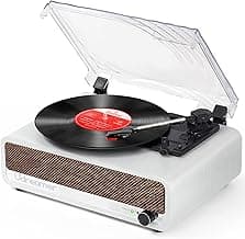 Vinyl Record Player with Upgraded Speakers Bluetooth Turntable Support USB AUX-in Headphone RCA Line-Out Auto-Stop 3 Speed Belt-Driven Vintage Portable Vinyl Player Mirror Design image