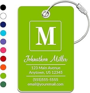Enzo Goods Personalized Luggage Tag | Custom Luggage Tags for Suitcases | Choose Font, Font Color & from 10 Custom Colors