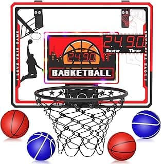Indoor Basketball Hoop, Mini Basketball Hoop with LED Lights, Timer and Scoreboard, Indoor Basketball Hoop for Kids 8-12, for Boys and Girls image