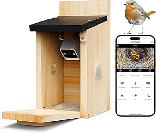 Bird House - Smart Wooden Bird House with Camera, Premium Cedar Birdhouse, Weatherproof Design Enjoy Bird Behavior Watching While Supporting Birds image