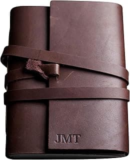 Personalized Wrapped Leather Journal - Made From Full Grain Leather - Notebook or Sketchbook (6x8, Unlined Paper, Dark Brown) image