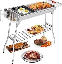 Outvita Portable Charcoal Grill, 39 x 12x 28" Foldable Barbecue Grill, Stainless Steel BBQ Grill for Outdoor Cooking Camping Hiking Picnic Garden Beach Party(Large) image