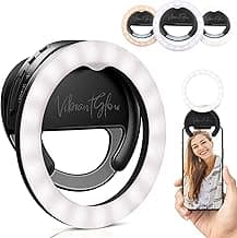 Phone Ring Light Clip On - VibrantGlow, Rotatable Selfie Ring Light for Phone, Tablet, Laptop with USB-C Charging Cable - 3 Color Modes & 5 Levels of Brightness image