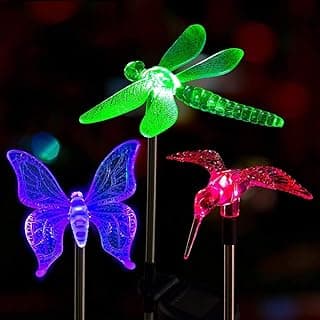 SOLPEX Solar Garden Lights, 3 Pack Solar Butterfly Lights Solar Christmas Decoration, Multi-Color Changing LED Solar Light Stakes, Solar Yard Lights for Garden, Patio, Lawn, Solar Bird Lights image