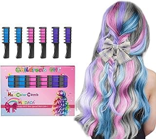 MSDADA New Hair Chalk Comb Temporary Hair Color Dye for Girls Kids with Light Color Hair, Washable Hair Chalk for Girls Age 4 5 6 7 8 9 10 Birthday Cosplay DIY Halloween (Blue & Pink & Purple) image