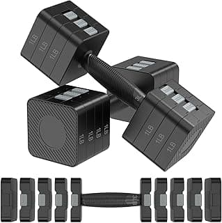 Adjustable Dumbbells Set of 2, Hand Weights Sets with 5 Levels 3lb, 5lb, 7lb, 9lb, 11lb, Adjustable Weight Dumbbells for Women/Men Home Gym Full Body Workout image
