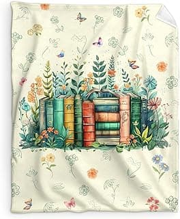 Books Blanket Gifts for Book Lovers - Vintage 50x60 Inches Reading Throw Blanket for Library - Soft Fuzzy Comforter for Couch Sofa Bed - Bedroom Decor for Read Lovers image