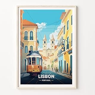 Lisbon Portugal Travel Poster, Vintage Style Wall Art for Home and Office Decor, Inspirational Travel Prints for Living image