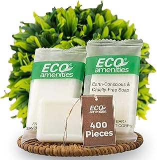 ECO amenities Travel Size Bar Soap - 400 PACK, 0.5 oz Mini Soap Bars, Hotel Soap Bars, Travel Size Toiletries - Individually Wrapped Bulk Soap Bar, Small Hotel Soaps for BNBs, VRBO, Inns and Hotels image