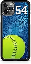 Softball iPhone 12 Pro Max Case Fits iPhone 12 Pro Max Create Your Own Design Cell iPhone Softball Case with Any Jersey Number 54 Name in Black Rubber S1300 by TYD Designs