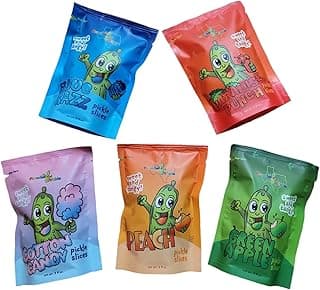 Paradise Pickles-Variety Snack Pack-5 Count Sweet Pickle Snacks Blue Razzberry, Paradise Punch, Green Apple, Peach, & Cotton Candy… image