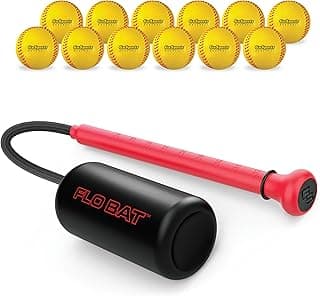 GoSports Baseball & Softball Rope Swing Trainer - Batting Practice Equipment - Includes FLO BAT with 12 Foam Baseballs & Tote Bag
