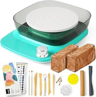Catcrafter Mini Pottery Wheel - 6in Turntable, 0-440 RPM Speed Adjustable with Rechargeable Battery, 1.8 Lb Air Dry Clay, Pottery Tools and Art Supplies, Craft Kits for Teenagers and Adults image