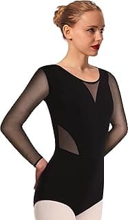 MOLLDAN Women Dance Camisole Leotards,Adjustable Straps,Front Breast Lining,Mesh Hollow Back image