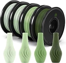 HOMIEE Matte PLA 3D Printer Filament Bundle, PLA 3D Printing Filament 1.75mm Pack, 250g X 4 Spools Pack 3D Printer Filament, Compatible with Most FDM Printer and 3D Pen, Green