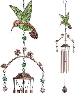 Wind Chimes - Hummingbird Wind Chimes for Outside Deep Tone 34 inches 5 Aluminum Tubes, Birthday Anniversary Memorial Hummingbird Gifts for Mom, Grandma, Decorations for Home, Garden, Patio, Backyard image