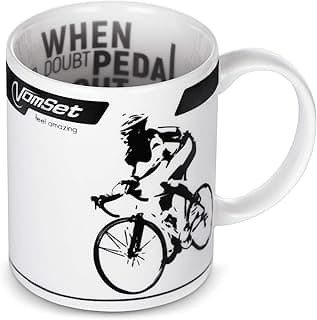 Coffee, Tea & Milk Mug for Cycling and Triathlon Fans - Nice Ceramic Cup with a Cyclist - Best Gift Featuring a Bicycle for Athletes, Bike Lovers, and Riders image