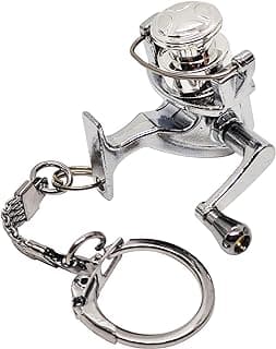 Fishing Key Chain Spinning Reel, Metal Spinning Reel Keychain Accessories Keyring, Key Pendant Gift for Fishing Enthusiasts image