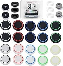 Controller Thumb Grips for PS5/4,Controller Thumb Caps for Xbox,Joystick Stick Grips for Switch Pro Controller,Precision Rings&Thumb Grips Set(30pcs)(Black&White) A&B&C image