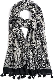 Scarf for Women Lightweight Soft Floral Leopard Printed Scarves Fall Winter Fashion Shawl Wrap with Fringe image