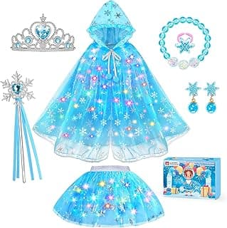 Princess Dress Up for Girls, Light up Princess Cape Princess Dress Costume Crown Wand Gifts for Toddler Girls 3 4 5 6 image
