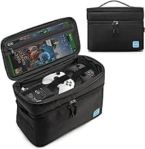 Ezgnuk Game Console Carrying Case Compatible with Xbox Series X, Portable Travel Storage Bag Comes with Protective, Enough Space for Storing Game Controllers, Cables, and Other Accessories.(Black) image