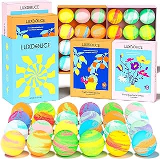 Bath Bombs Gift Set, 24 Pack Bubble Bombs with 12 Unique Scents, Floral Euphoria & Fruitful Bliss Collections, Skin-Soothing & Mood-Enhancing, Bath Bombs Mothers Day Gift Set for Mom image