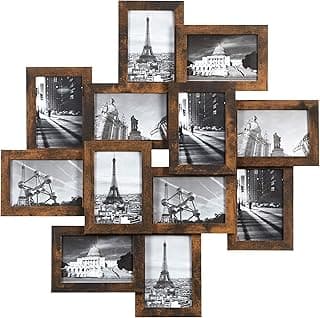 4x6 Collage Picture Frames, 12-Pack Picture Frames Collage for Wall Decor, Photo Collage Frame, Multi Picture Frame Set with Glass Front, Assembly Required, Rustic Brown image