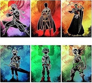 Anime Poster - Japanese Anime Posters - Anime Wall Art - Anime Wall Scroll - 8x10 Inches Unframed Set Of 6,HD Print Painting for Living Room,Home Bedroom Playroom Wall Decor. (6a02) image