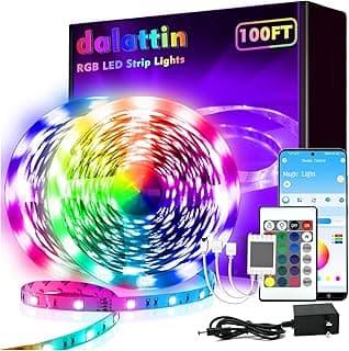 dalattin 100ft Led Strip Lights (2 roll of 50ft), Bluetooth+IR Led Lights for Bedroom, RGB Color Changing Led Lights, Smart APP Support Music Sync, Led Lights for Room, Party, Home Valentine Decor image