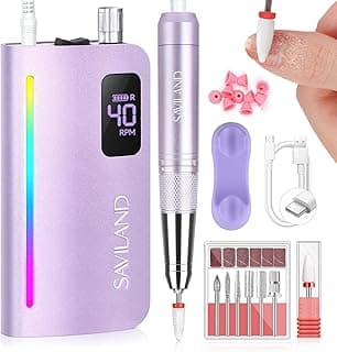 SAVILAND Advance Low Vibration Nail Drill: 40000 RPM Powerful Torque Electric Nail File Professional 15H Long Battery Life Coreless Motor Nail Drill Kit Quiet for Quick Acrylic Removal PRO Salon image