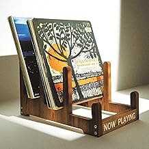Now Playing Vinyl Record Stand, 3-Tier Wood Vinyl Record Storage Racks - Holds Up To 60 LP, Country Farmhouse Style Records Holder Space Saving for Vinyls Records Display