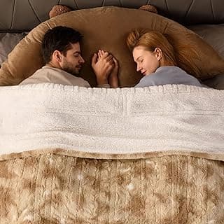 Bearhug Electric Blanket King Size 100" x 90", Dual Controller Heated Blanket, Faux Fur/Sherpa 10-Heating Level & 1-12H Auto Off, Champagne, Over-Heat Protect, ETL, Machine Washable image