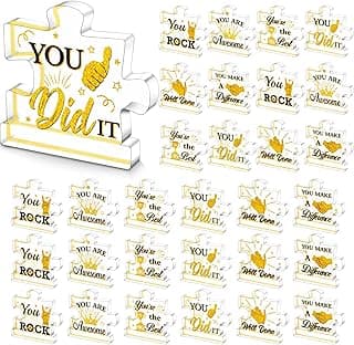 30 Pcs Appreciation Acrylic Awards Puzzle Trophies Employee Appreciation Gifts Bulk Mini Thank You Award Trophy for Adults Students Team Teacher Classroom Favors Office Decorations