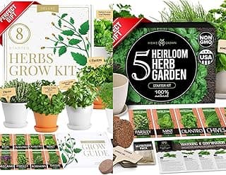 HOME GROWN Deluxe 8 Herb Garden Kit & Complete 5 Herb Plant Grow Kit - Unique Gift image
