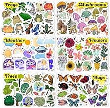 Nature Stickers - Flowers, Mushrooms, Leaves, Plants, Insects & Bugs Stickers, Gifts, Nature Party Decoration & Favors image